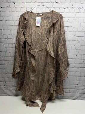 Origami by vivien Sheer Leopard Print Duster  cardigan/kimono nwt one size
